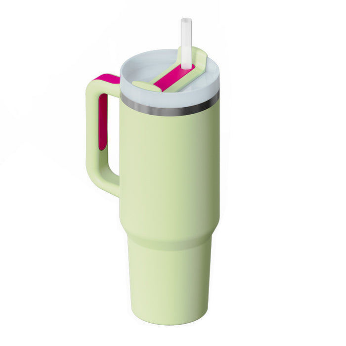 Bravik Termosmugg 1,2 l med handtag, lock och sugrör i rostfritt stål