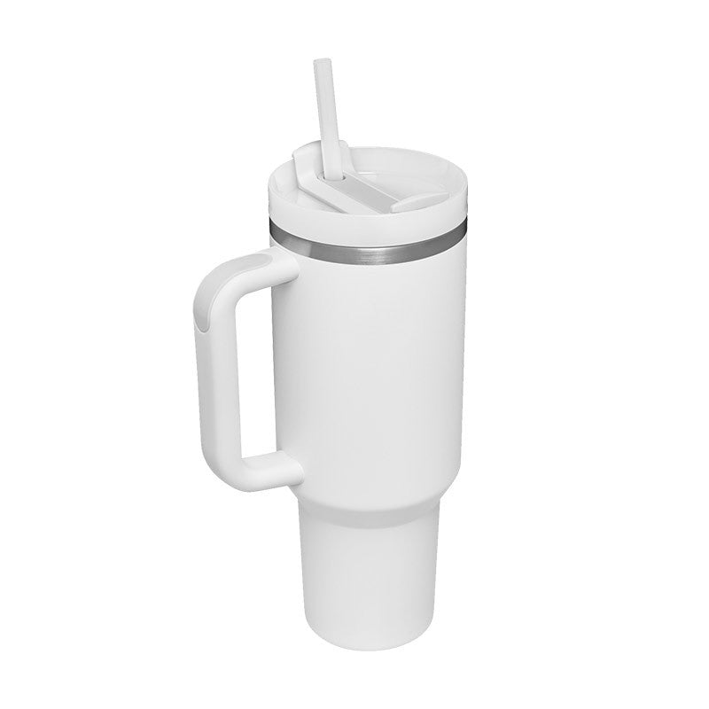 Termosmugg 1200 ml med handtag och sugrör, rostfritt stål, läckagesäker
