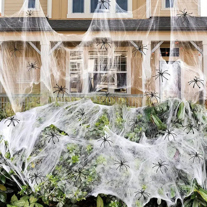 200 Kvm Spindelnät Halloween Dörrdekorationer Med Falska Spindlar
