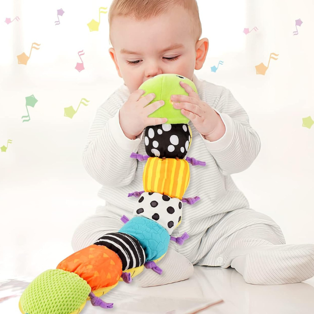Musikaliskt Babyrassel Fyllt Plush Sensorisk Kameleont