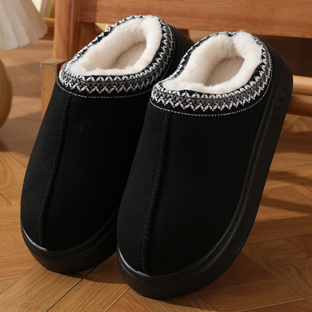 Fuzzy Insole Plattform Tofflor Vinter Slip-On Fuskpäls Skor