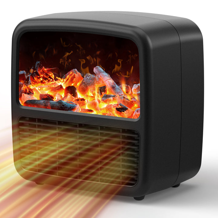 Tyst keramisk värmefläkt med flammeffekt – upp till 1500 W