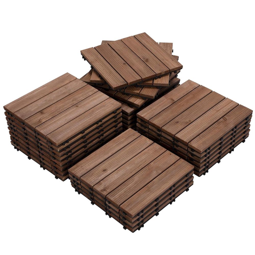 Sammanlänkande Utomhus Terrass Träplattor 27Pcs