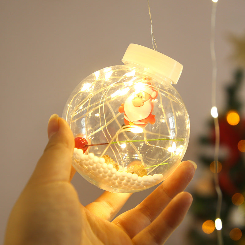 Ljusgardin med LED och tomte, 8 funktioner