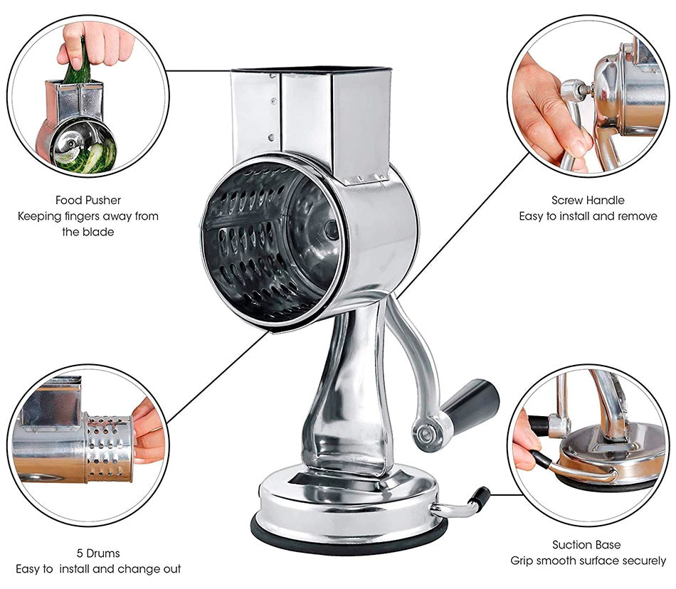 Mångsidig Kök Rotary Mat Rivare/Strimlare/Slicer