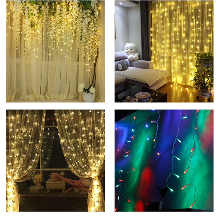 LED-ljusgardin 3 × 3 m med 304 lampor