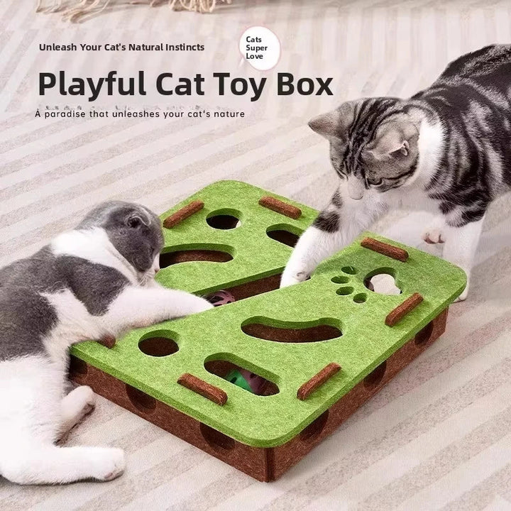 Filttyg Interaktiv Katt Pussel Leksak Låda