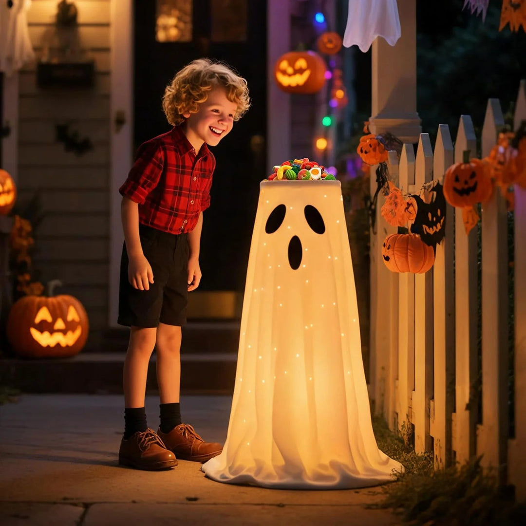 Upplyst Halloween Godisskål Ställ med Spöke Design