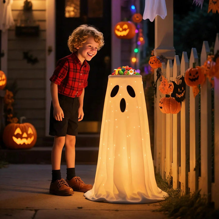 Upplyst Halloween Godisskål Ställ med Spöke Design