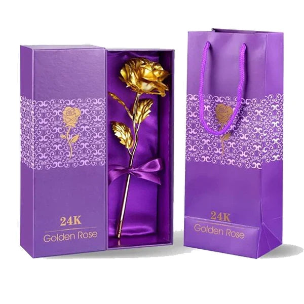24K Guld Doppad Äkta Ros med Presentask