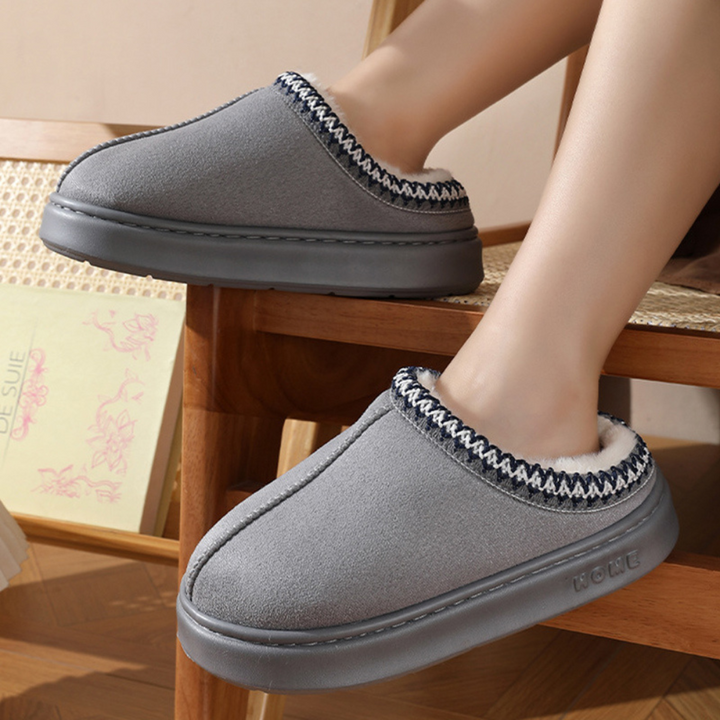 Fuzzy Insole Plattform Tofflor Vinter Slip-On Fuskpäls Skor