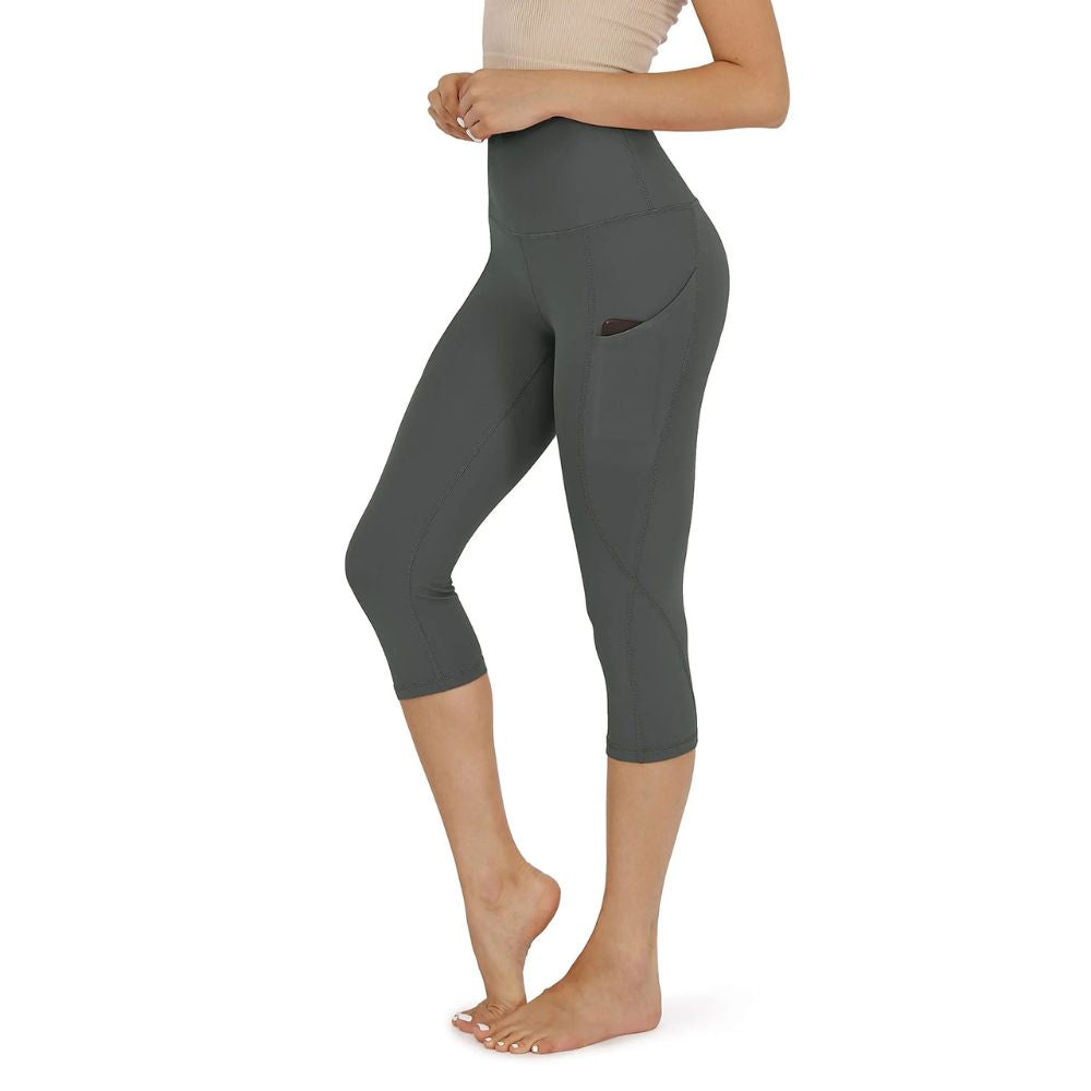 Damer Capri Bomullsbyxor Leggings med Fickor