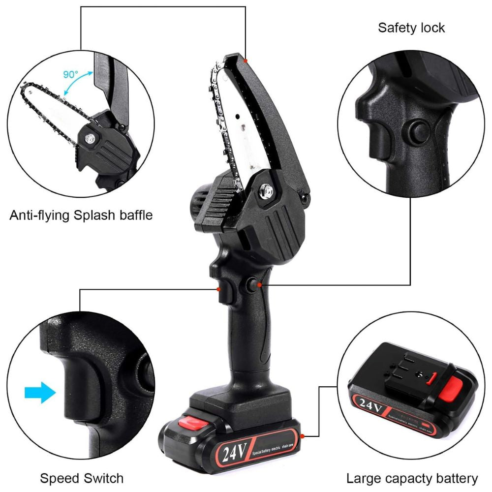 Uppgraderad 24V Mini Motorsåg