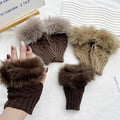 Faux Fur Fingerless Vinterhandskar Handvärmare