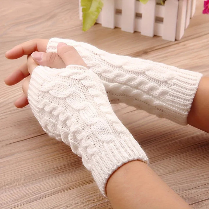 Stickade Vinterhandskar för Damer utan Fingrar