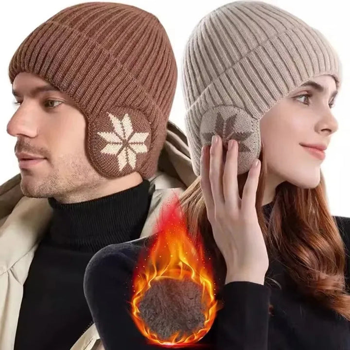Unisex Vinter Stickad Mössa med Öronskydd