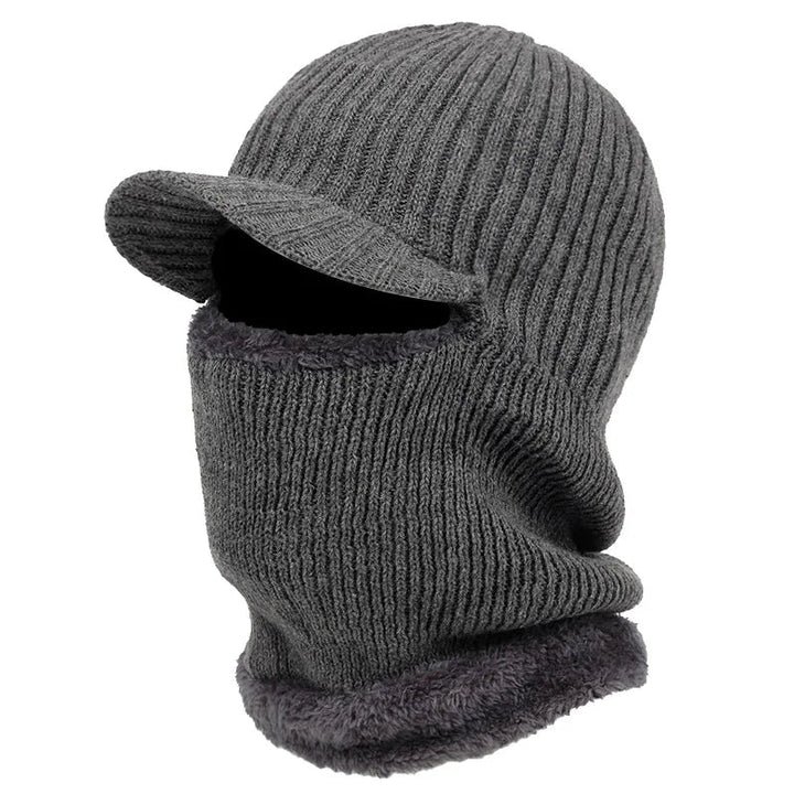 Stickad Beanie Balaclava med Visir