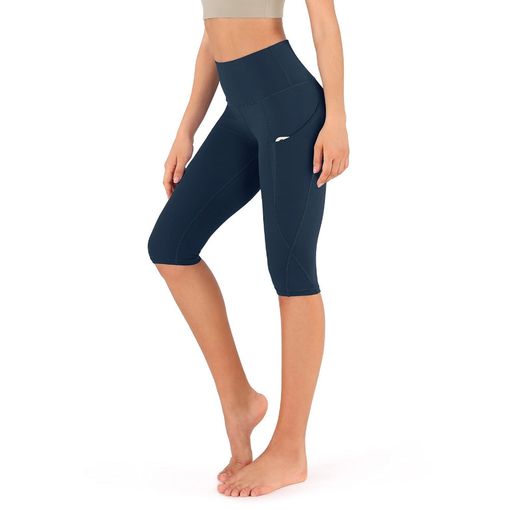 Damer Capri Bomullsbyxor Leggings med Fickor