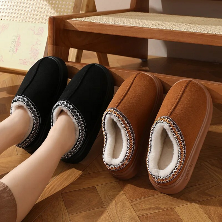 Fuzzy Insole Plattform Tofflor Vinter Slip-On Fuskpäls Skor