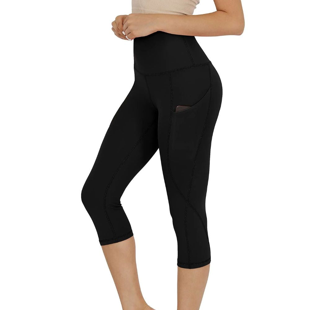 Damer Capri Bomullsbyxor Leggings med Fickor