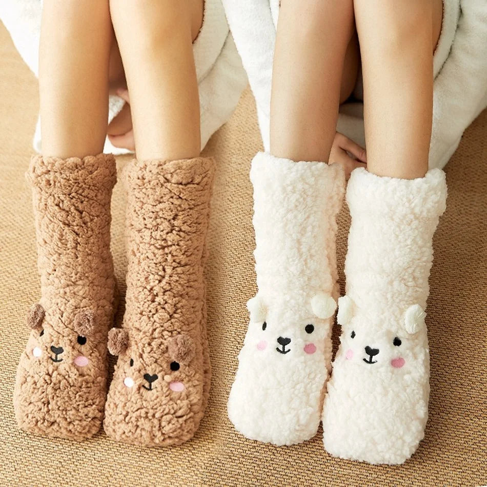Kawaii Björn Fleece Varm Sockor
