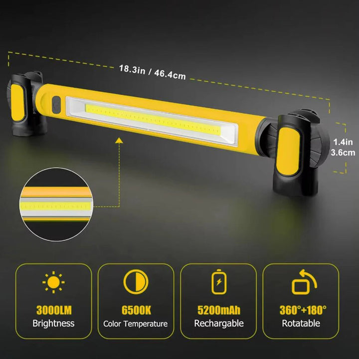 Uppladdningsbar LED Arbetslampa med Magnetisk Bas