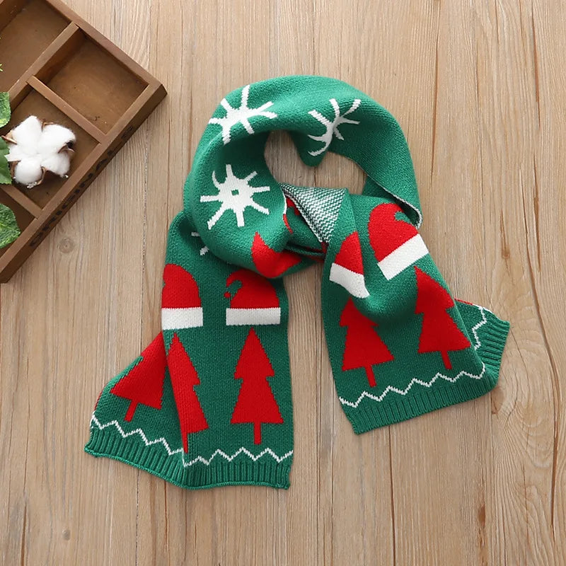 Söt julstickad scarf för barn vinter