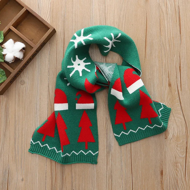 Söt julstickad scarf för barn vinter