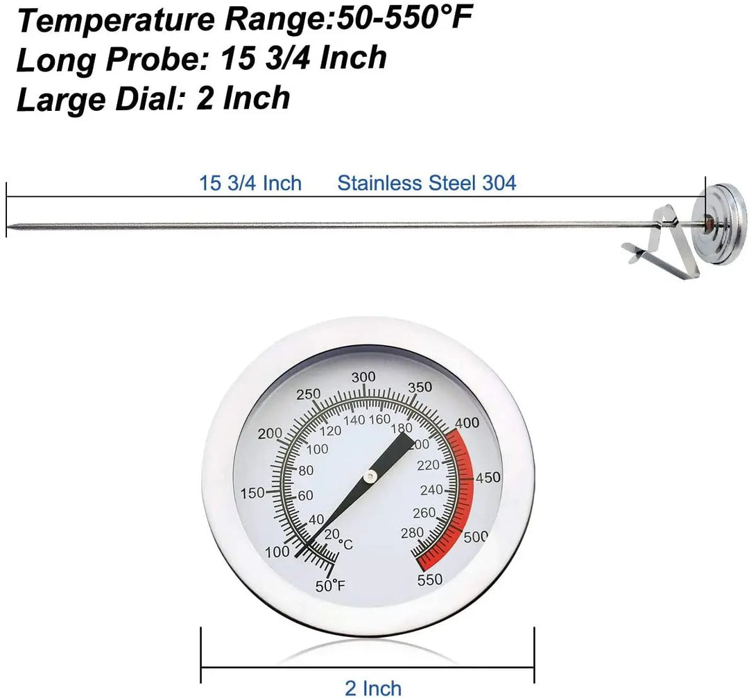 Stainless Steel Djupfritös Termometer med Lång Probe