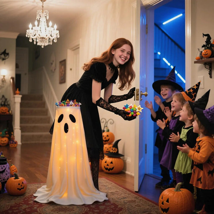 Upplyst Halloween Godisskål Ställ med Spöke Design