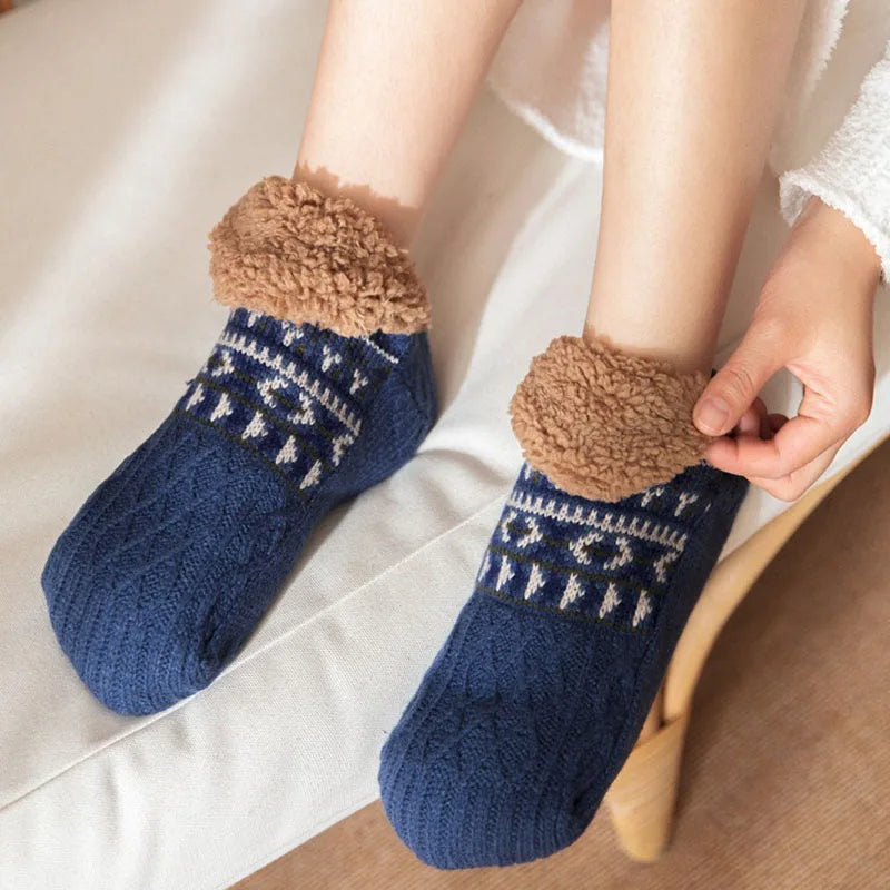 Snö-mönster Varm Socken för Vintern