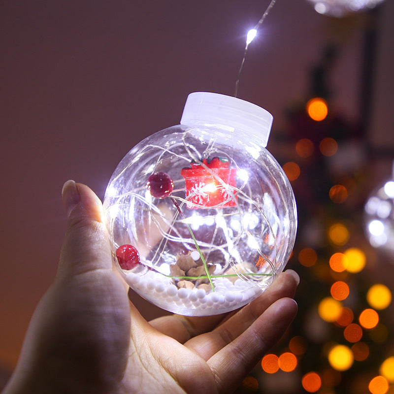 Ljusgardin med LED och tomte, 8 funktioner