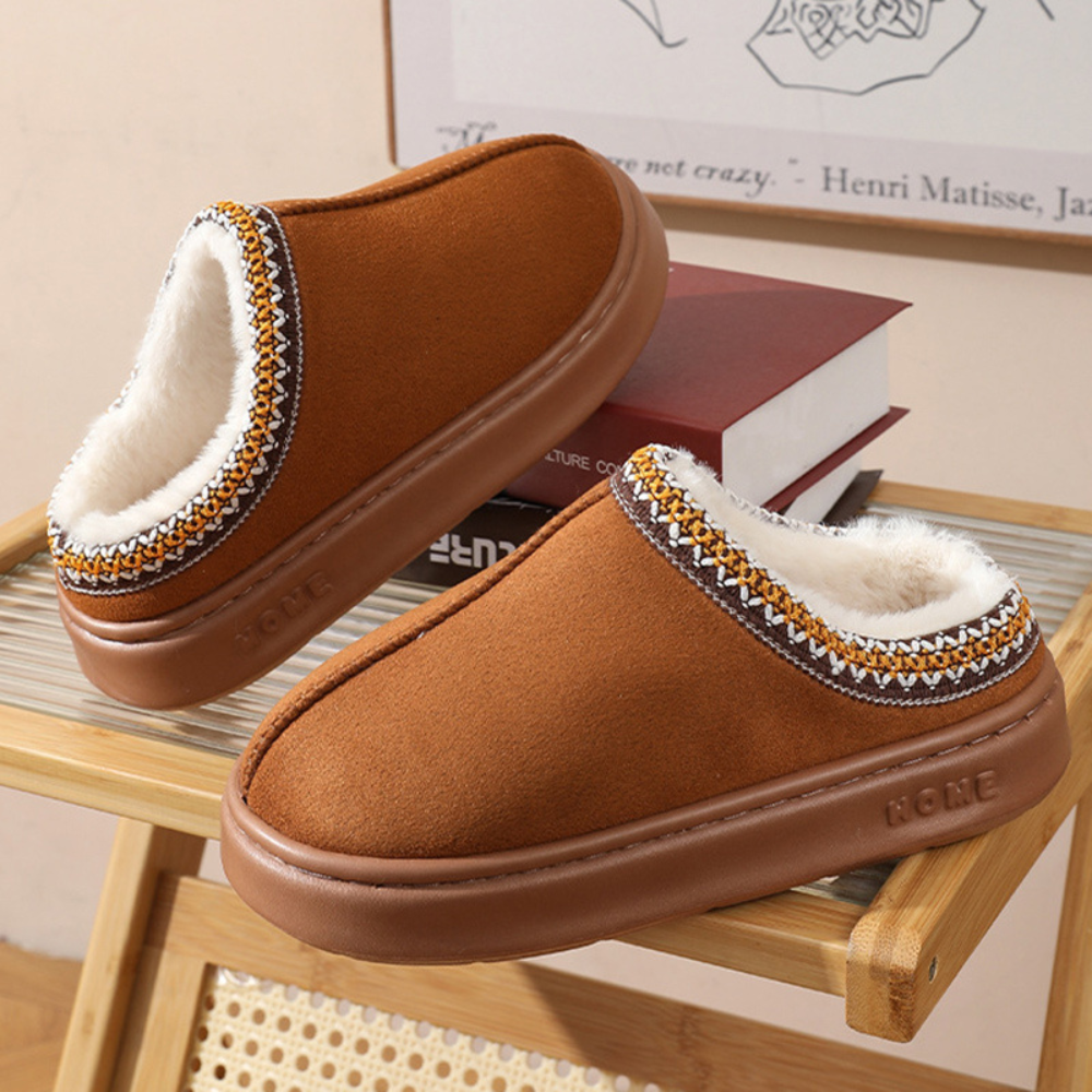 Fuzzy Insole Plattform Tofflor Vinter Slip-On Fuskpäls Skor