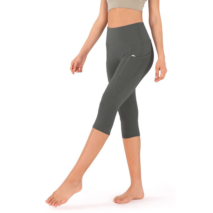 Damer Capri Bomullsbyxor Leggings med Fickor
