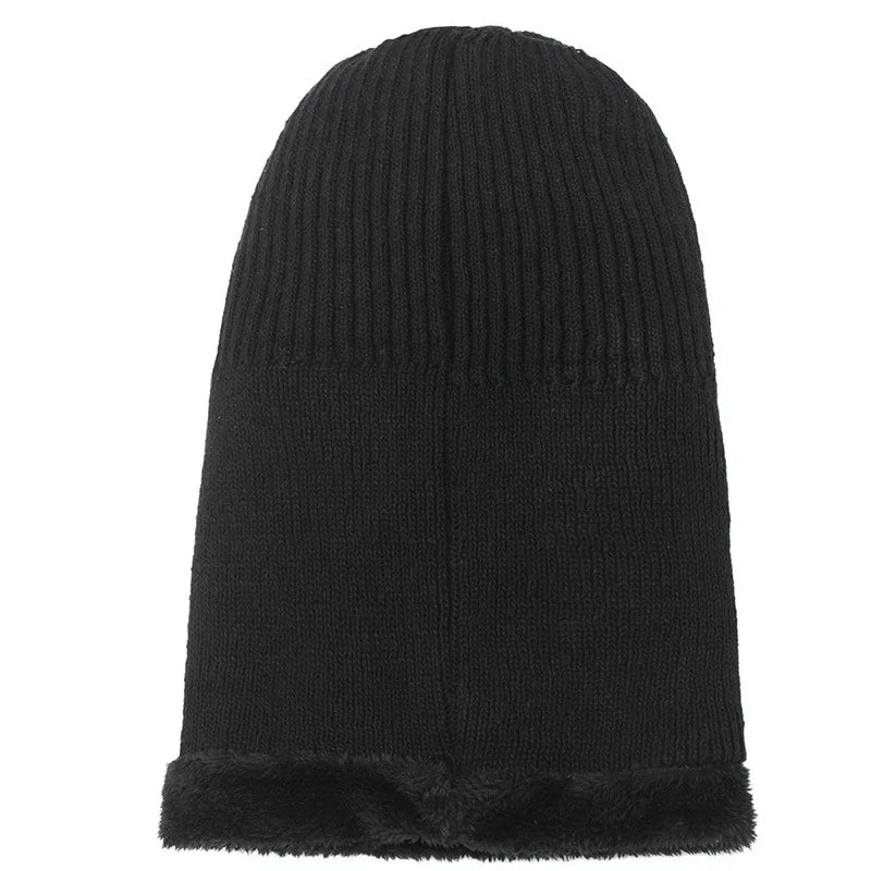 Stickad Beanie Balaclava med Visir
