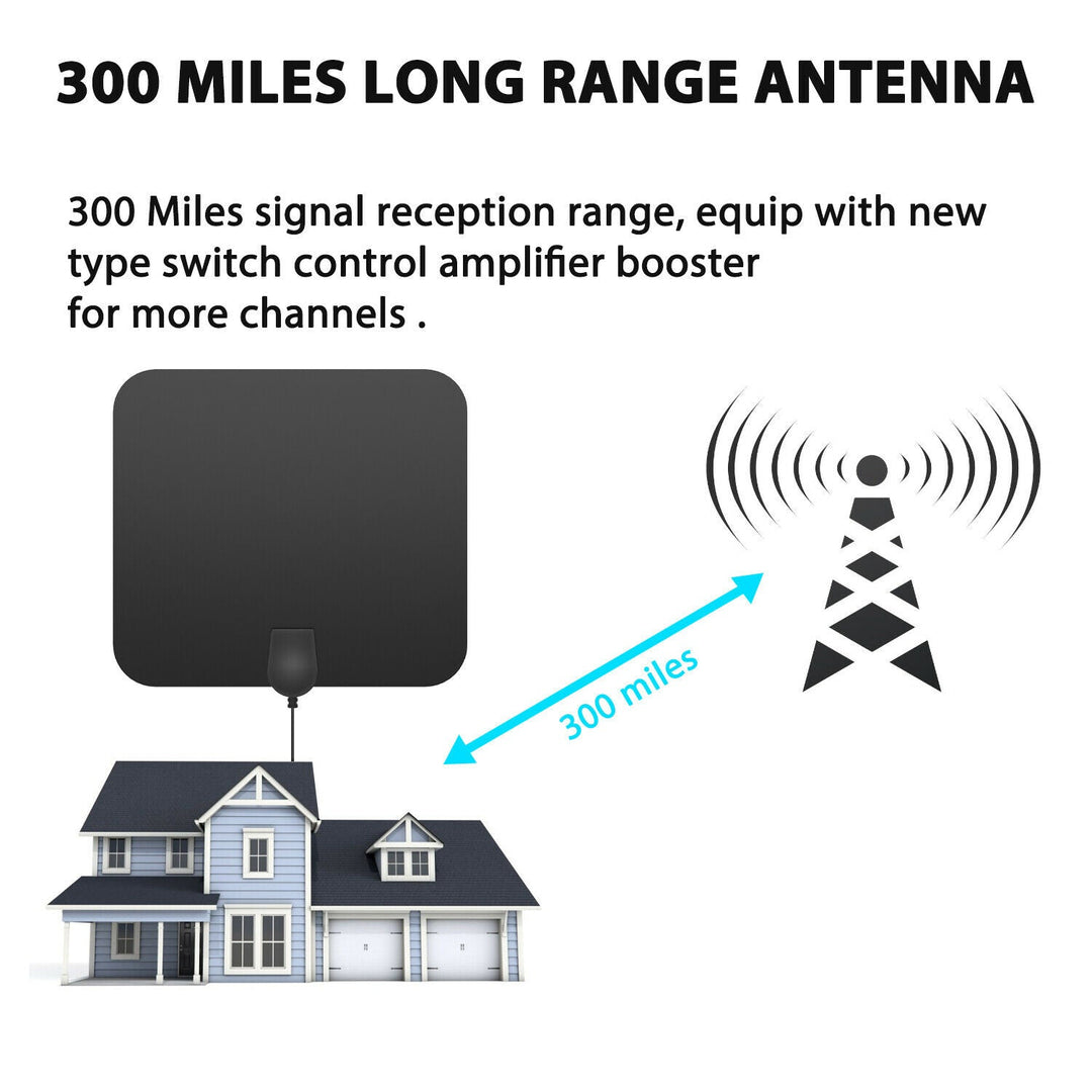 300 Miles Inomhus Digital Förstärkt HDTV Antenn Med Signal Förstärkare