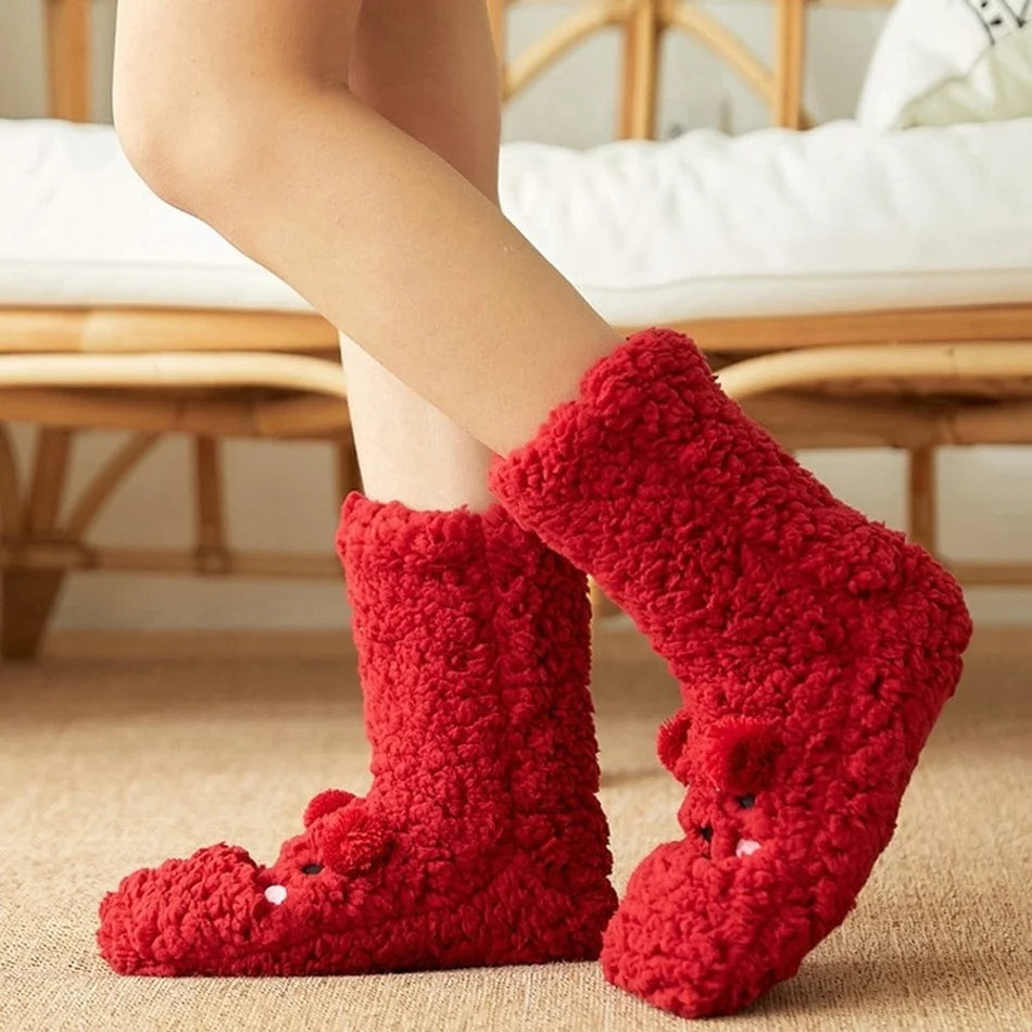 Kawaii Björn Fleece Varm Sockor