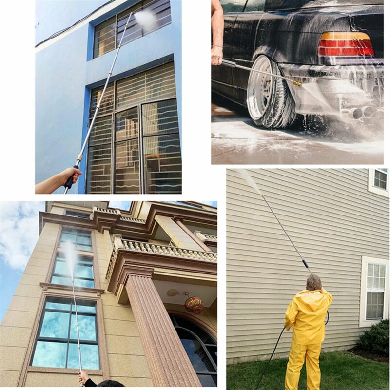 4000 PSI Teleskopisk Högtryckstvättspets Set för Ränndal &amp; Takavvattning &amp; Väggar Rengöring