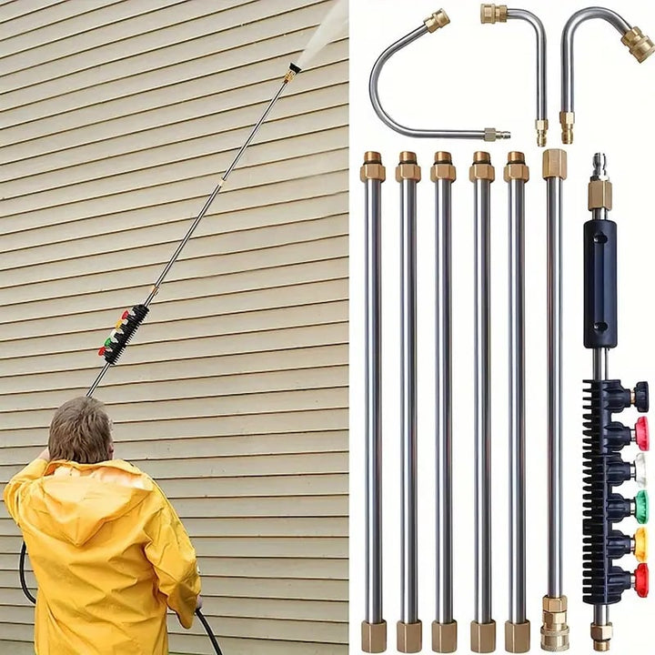 4000 PSI Teleskopisk Högtryckstvättspets Set för Ränndal &amp; Takavvattning &amp; Väggar Rengöring