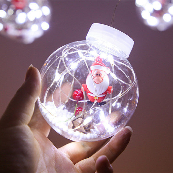 Ljusgardin med LED och tomte, 8 funktioner