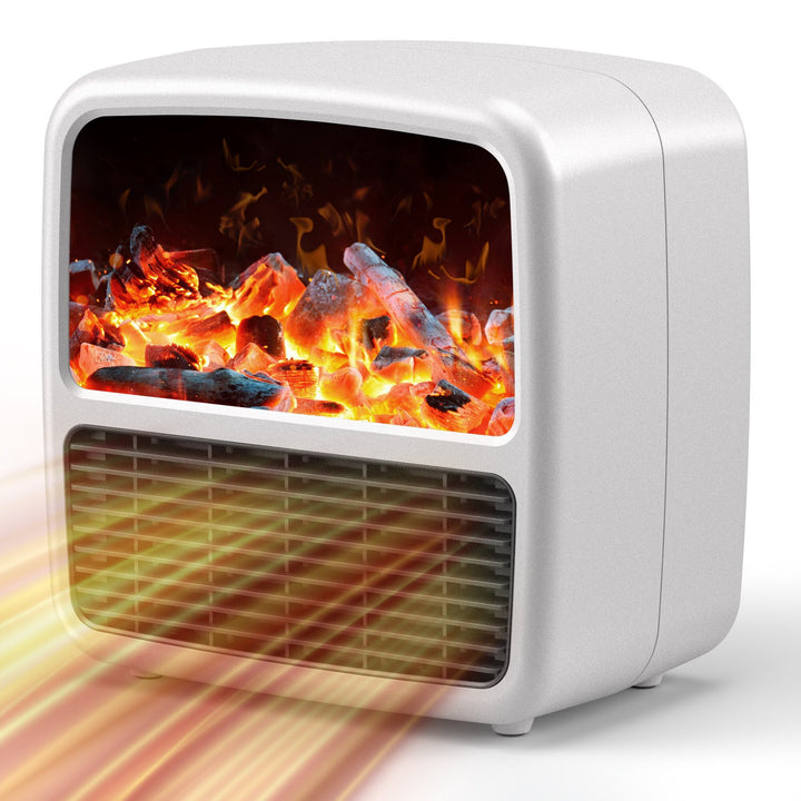 Tyst keramisk värmefläkt med flammeffekt – upp till 1500 W