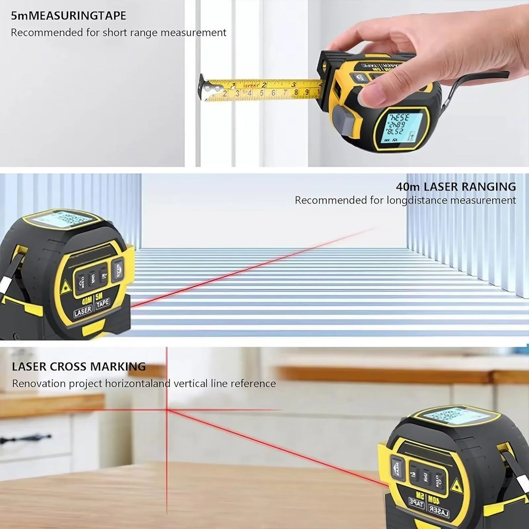 3-i-1 Laser Måttband 40/60M Meter Infraröd