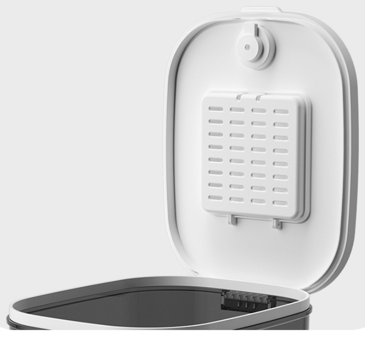 Vit automatisk foderautomat med rostfri skål