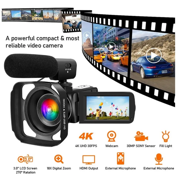 4K Videokamera Videokamera YouTube Vlogging WiFi 48MP Kamera
