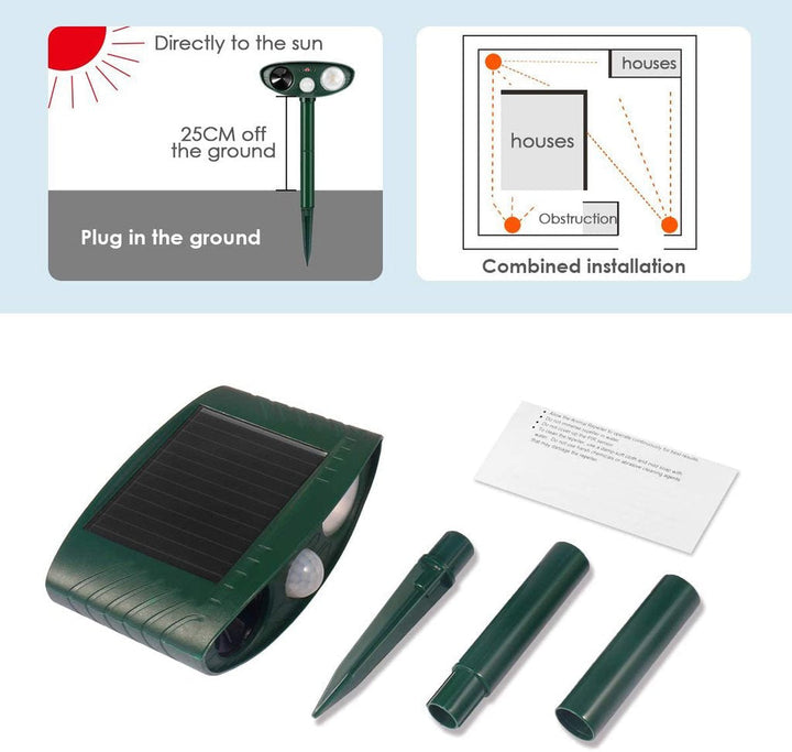 Hund Utomhus Solar Ultrasonic Repeller - Bli av med hundar på 48 timmar eller det är GRATIS