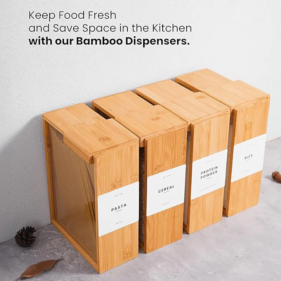 Bamboo Cereal Dispenser och Förvaringsbehållare för Mat