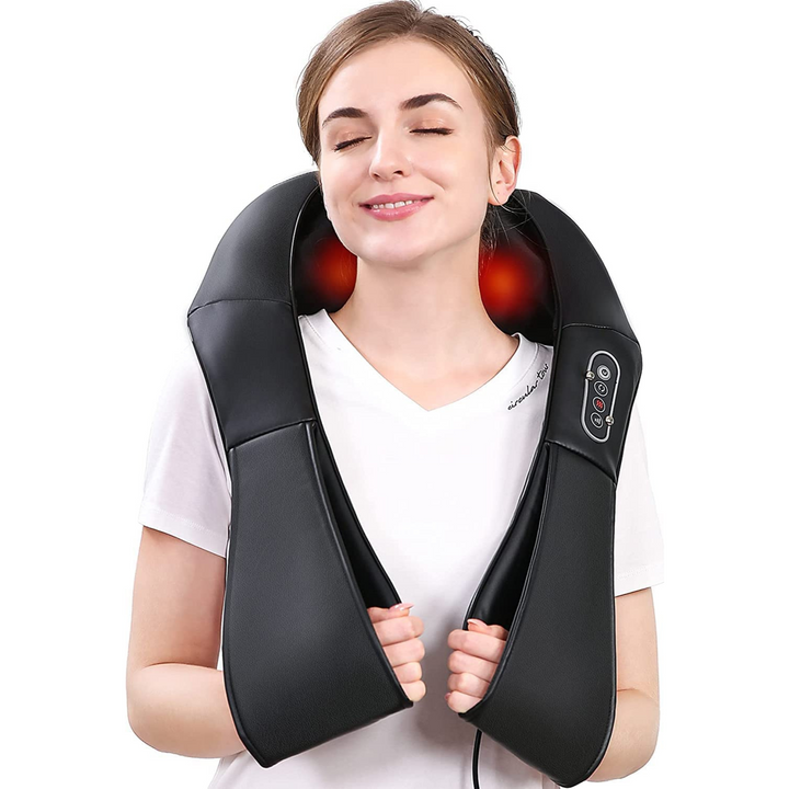 Uppvärmd Shiatsu Nack- och Axelmassagerare för Djupvävnadstryckpunkter