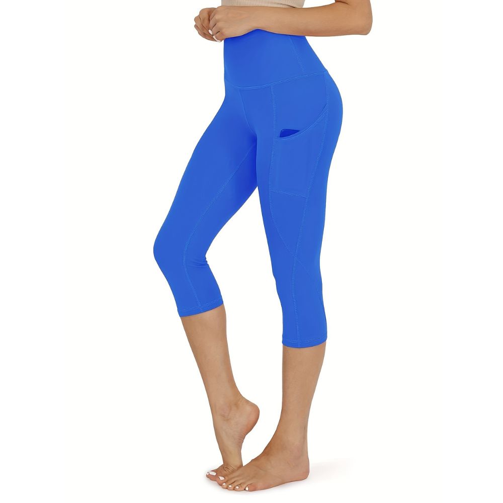 Damer Capri Bomullsbyxor Leggings med Fickor