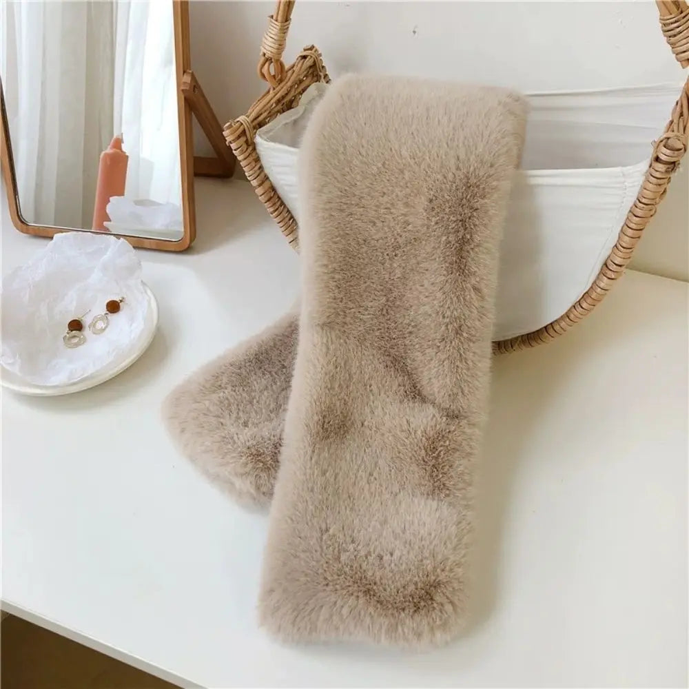 Faux Fur Cross Collar Nackvärmare Vinter Scarf