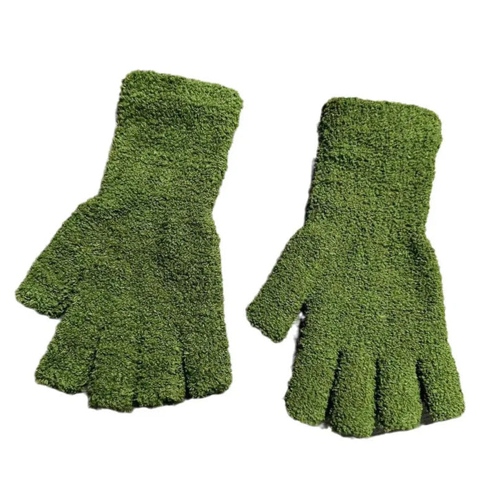 Vinterkomfort Stickade Halvfingerhandskar